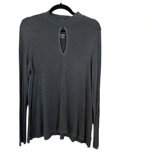 American Eagle Outfitter Soft & Sexy Gray Long Sleeve Keyhole Swing Top Sz L GUC